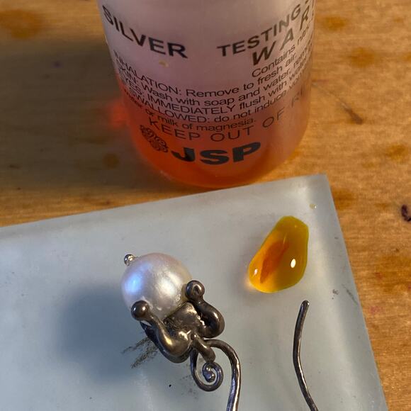 Vintage Sterling Silver Pearl Court Jester Hat Earrings Dangle Drop Unique - Picture 7 of 8